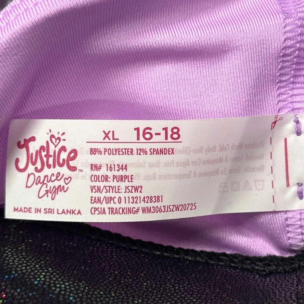 Justice Girls XL 16/18 Iridescent Colorblock Sports Bra Purple Silver JSZW2 New